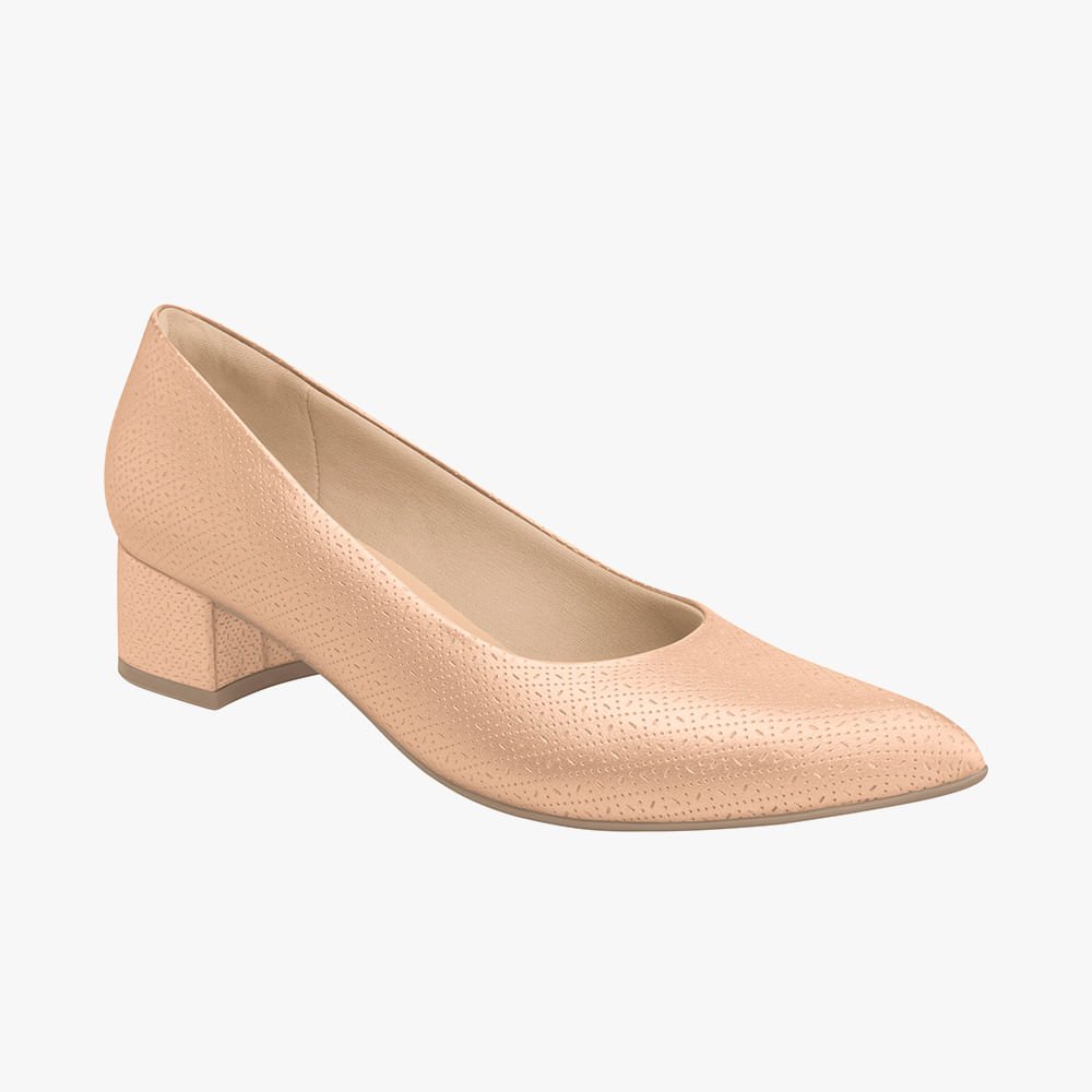 Scarpin Conforto Bico Fino Salto Baixo Quadrado