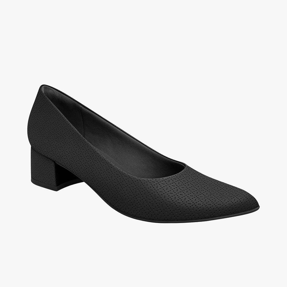 Scarpin Conforto Bico Fino Salto Baixo Quadrado