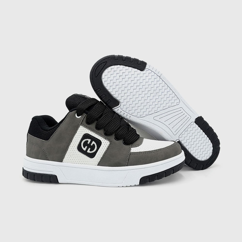 Tênis Casual Streetwear Branco/Cinza 4