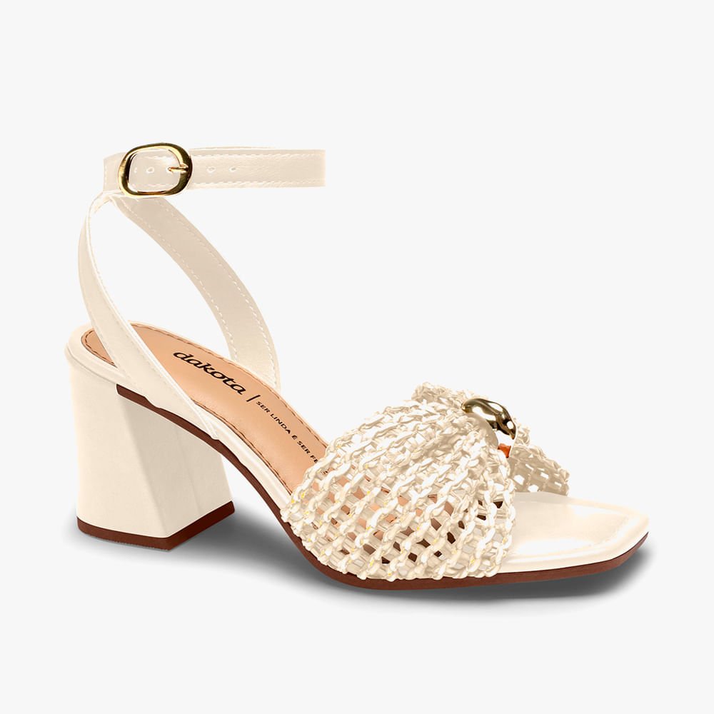 Sandália Tela Salto Bloco