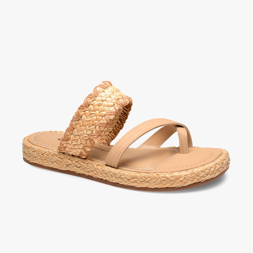 Sandália Slide Flatform com Trama