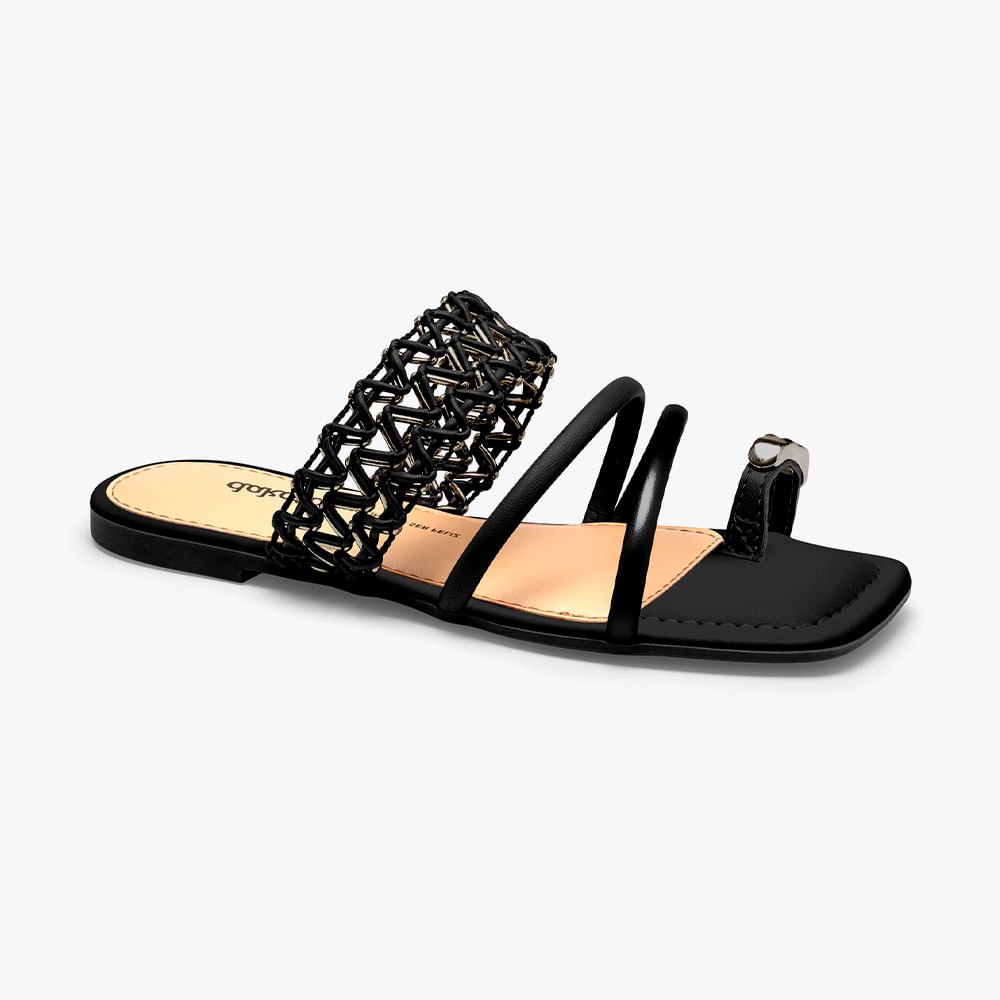 Sandália Rasteira Dedinho Tule