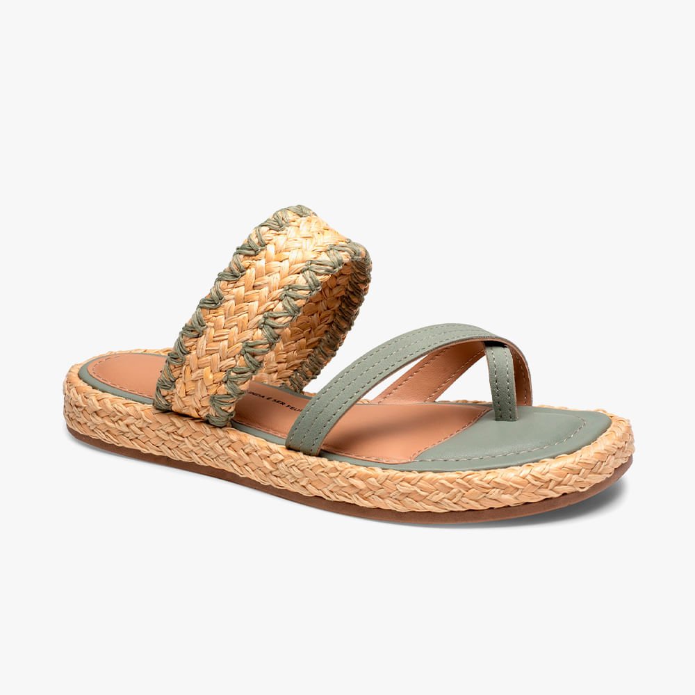 Sandália Slide Flatform com Trama