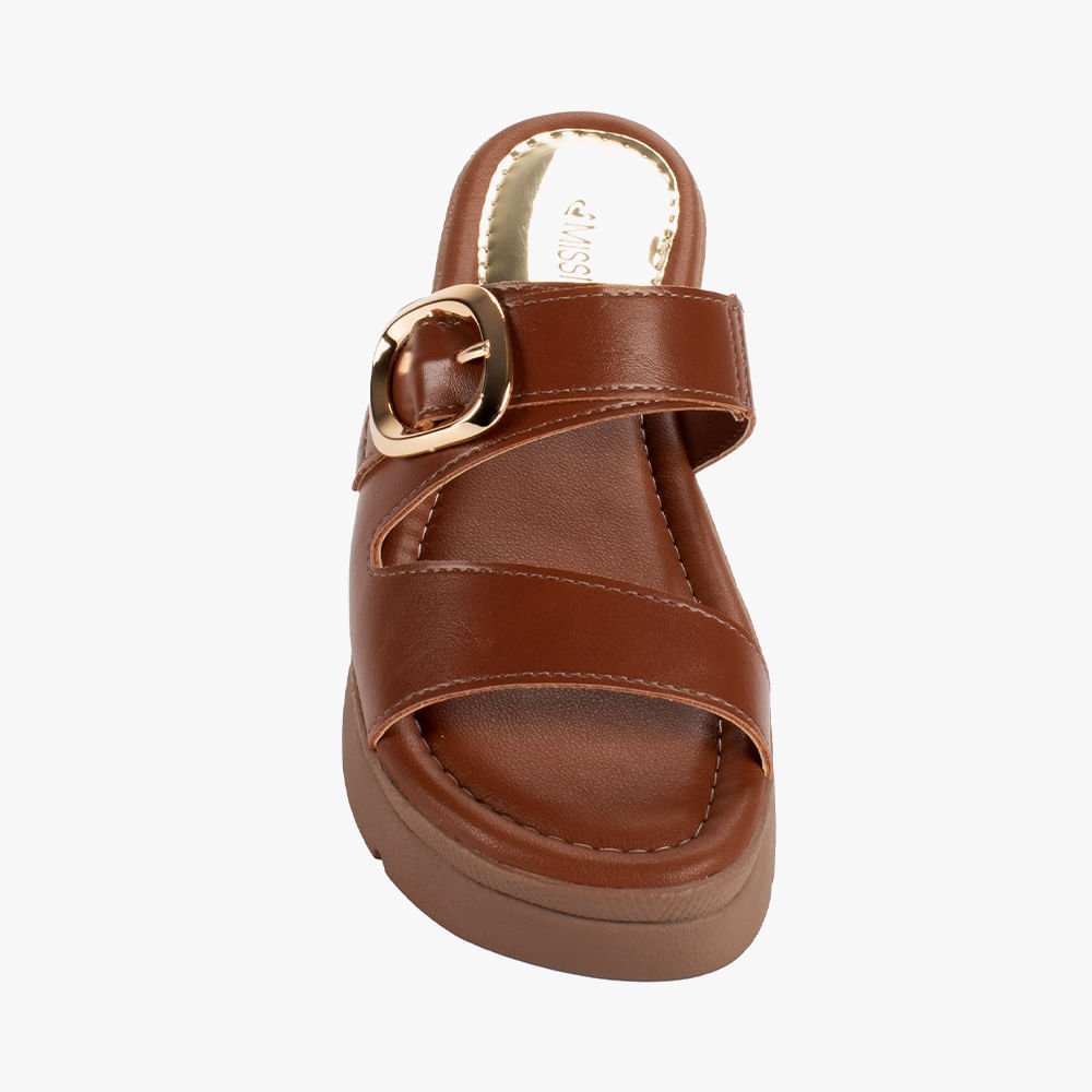 Tamanco Flatform Fivela Marrom 5