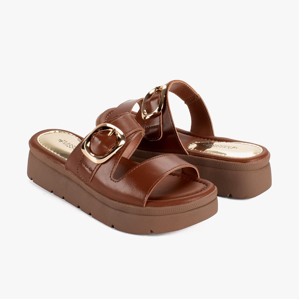 Tamanco Flatform Fivela Marrom 6