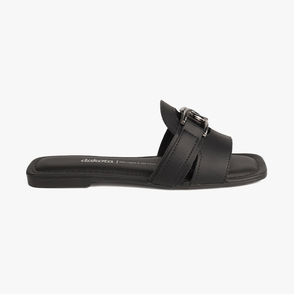 Rasteira com Aplique Metálico Preto 2