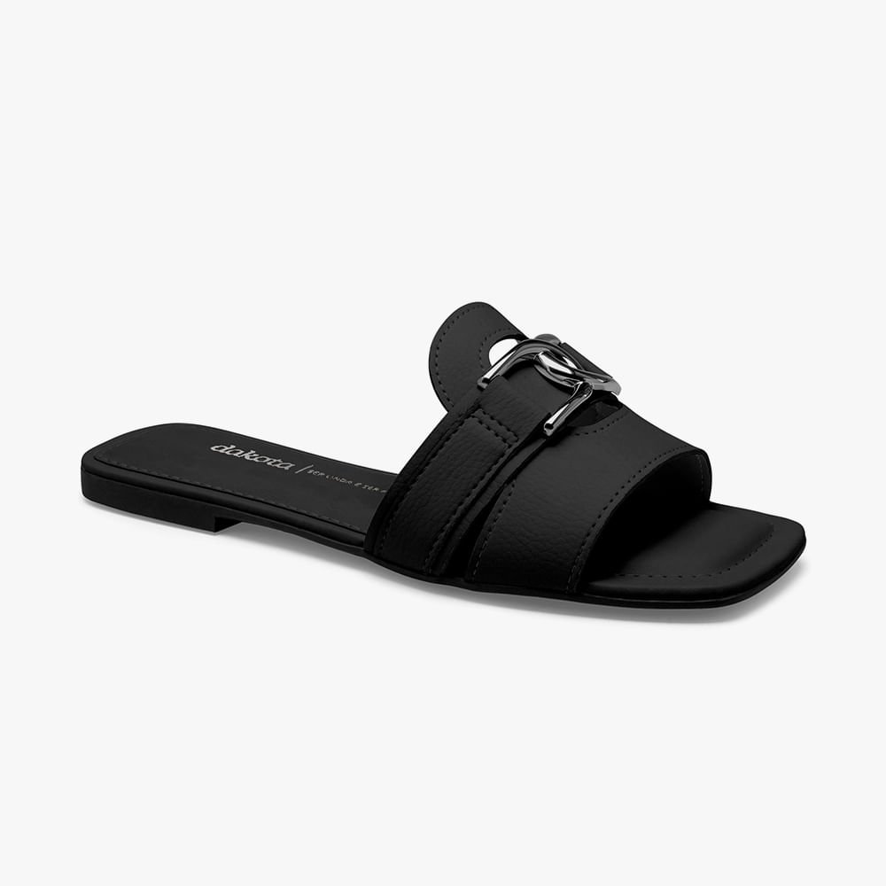 Rasteira com Aplique Metálico Preto 8