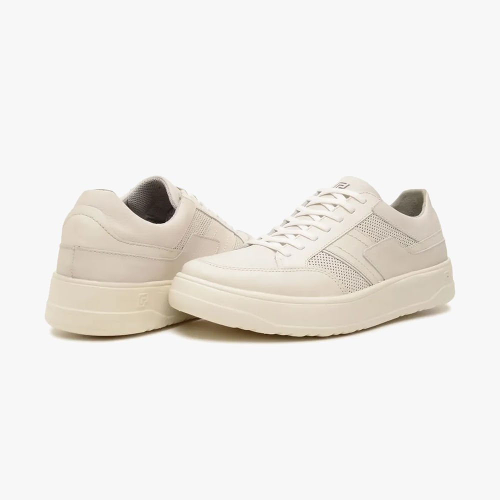 Tênis Casual Masculino Freeway Hill01 Couro Bege 3