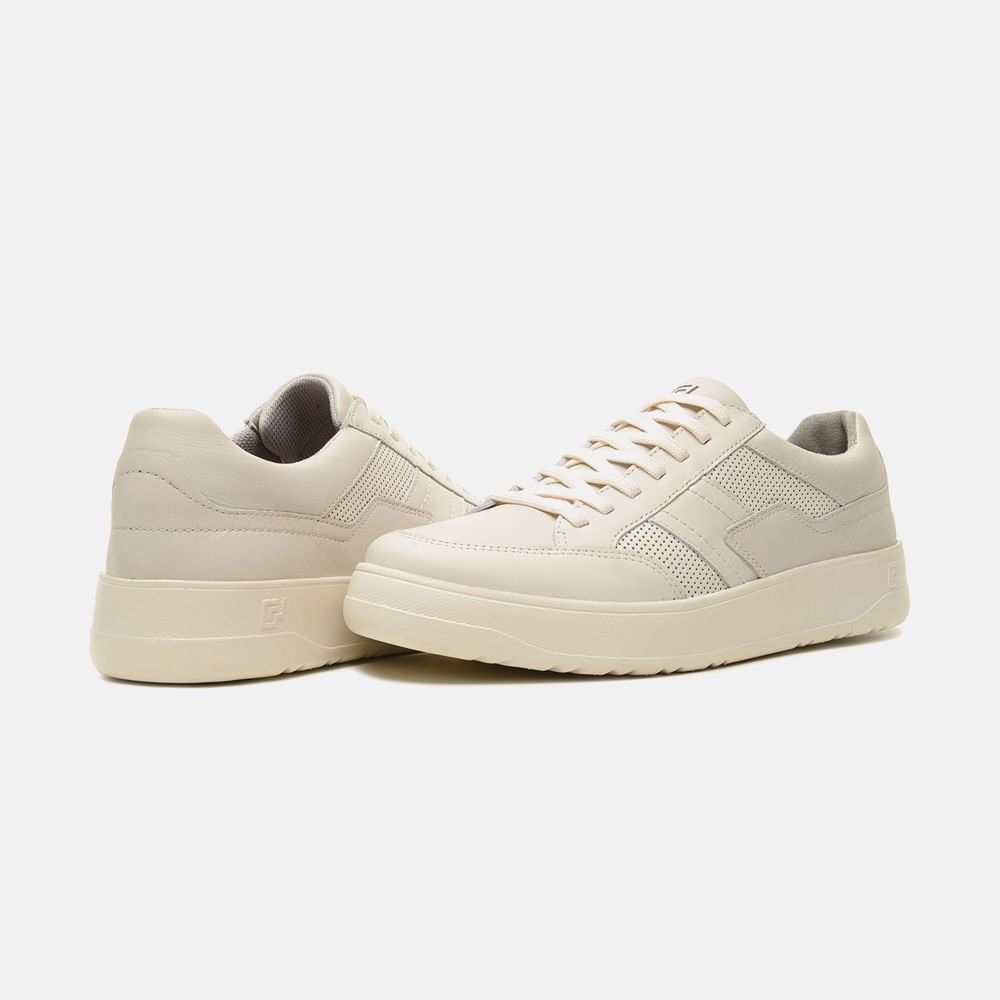Tênis Casual Masculino Freeway Hill01 Couro Bege 6