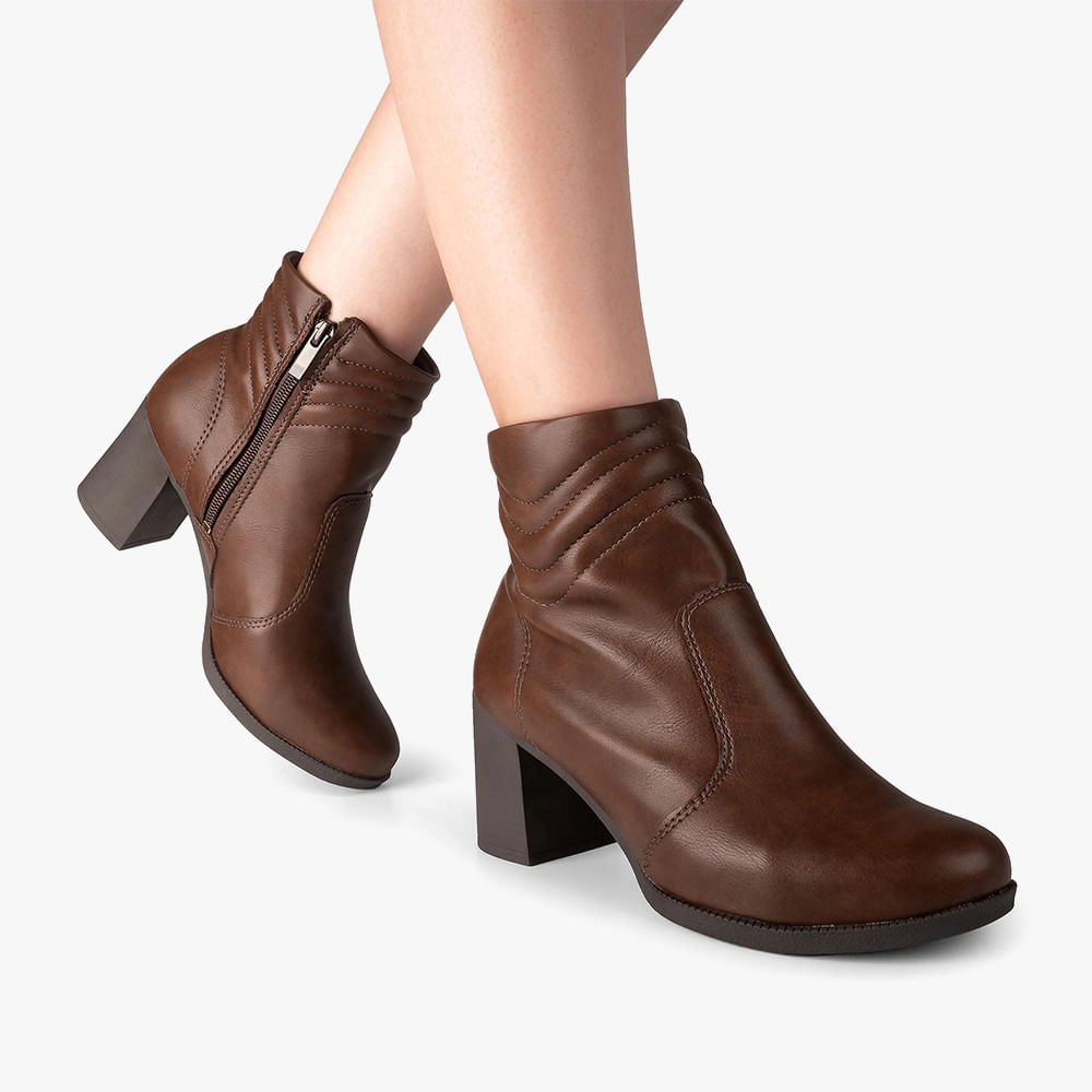 Bota Cano Curto Salto Grosso Marrom 2