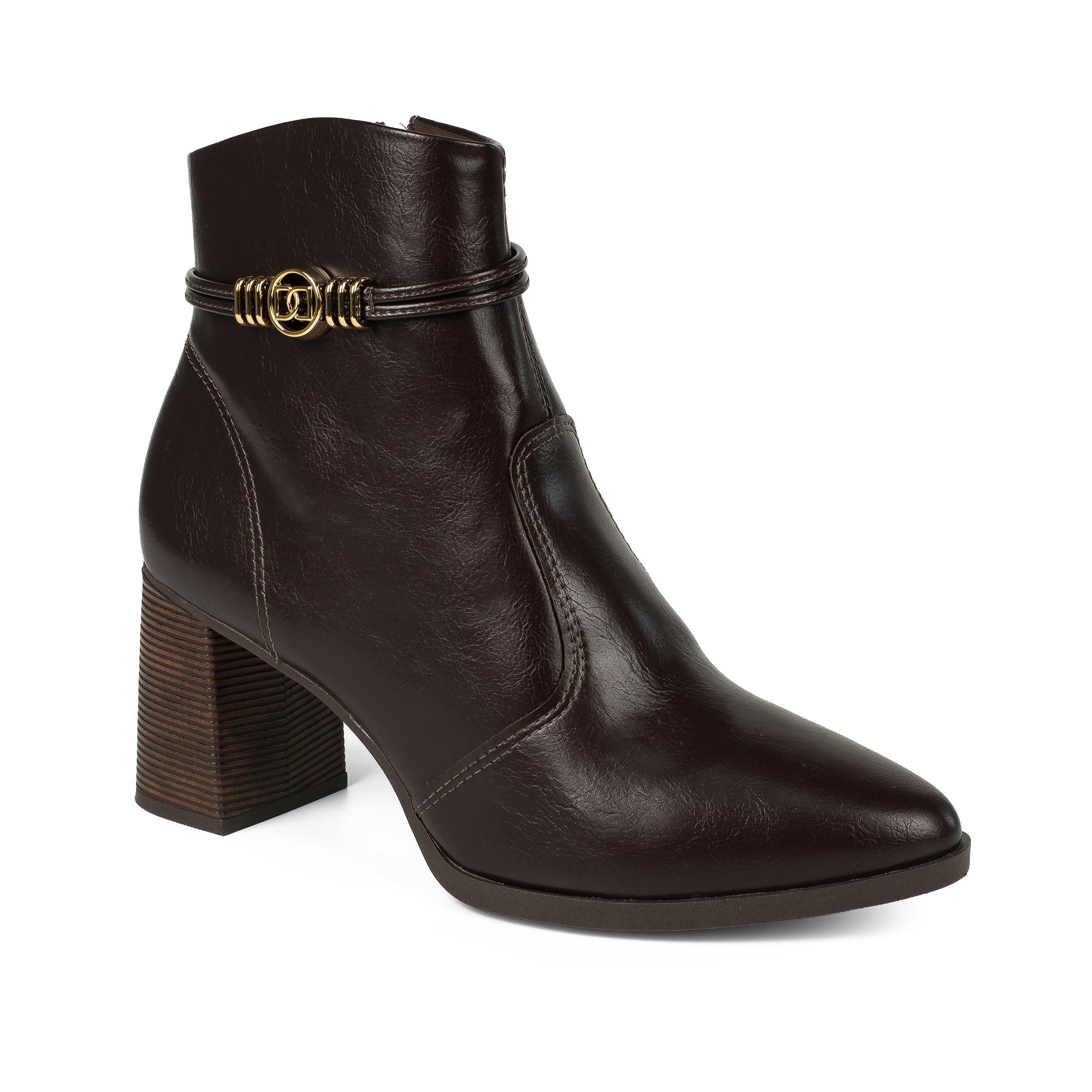 Bota Cano Curto Salto Grosso Bico Fino