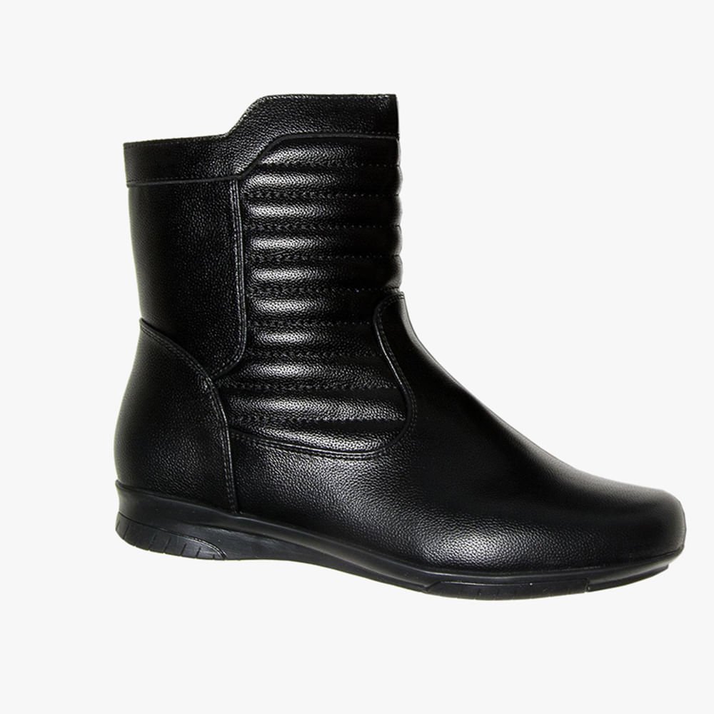 Bota Cano Baixo Texturizado Rasteira