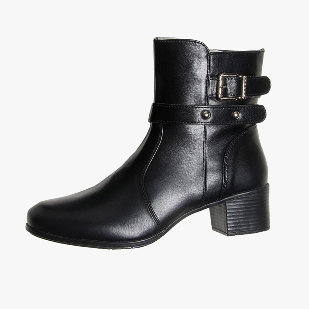Bota Cano Curto Fivela Salto Bloco