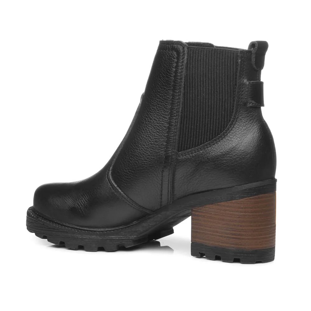 Bota Cano Curto Salto Boco em Couro Preto 4