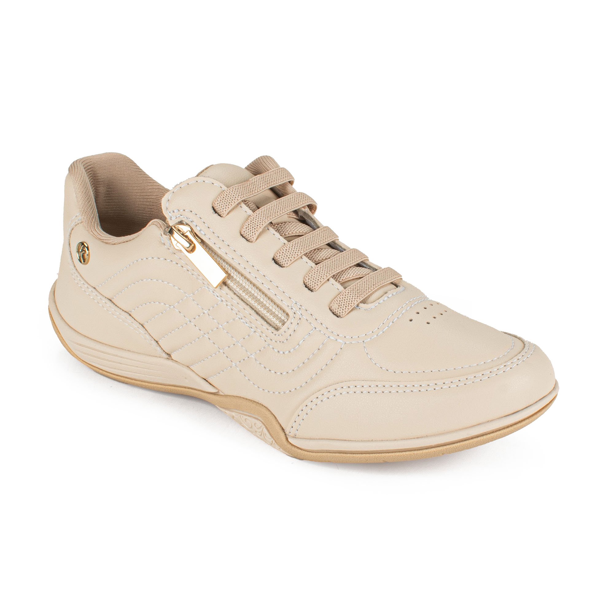 Tênis Casual Zíper Lateral Bege 3