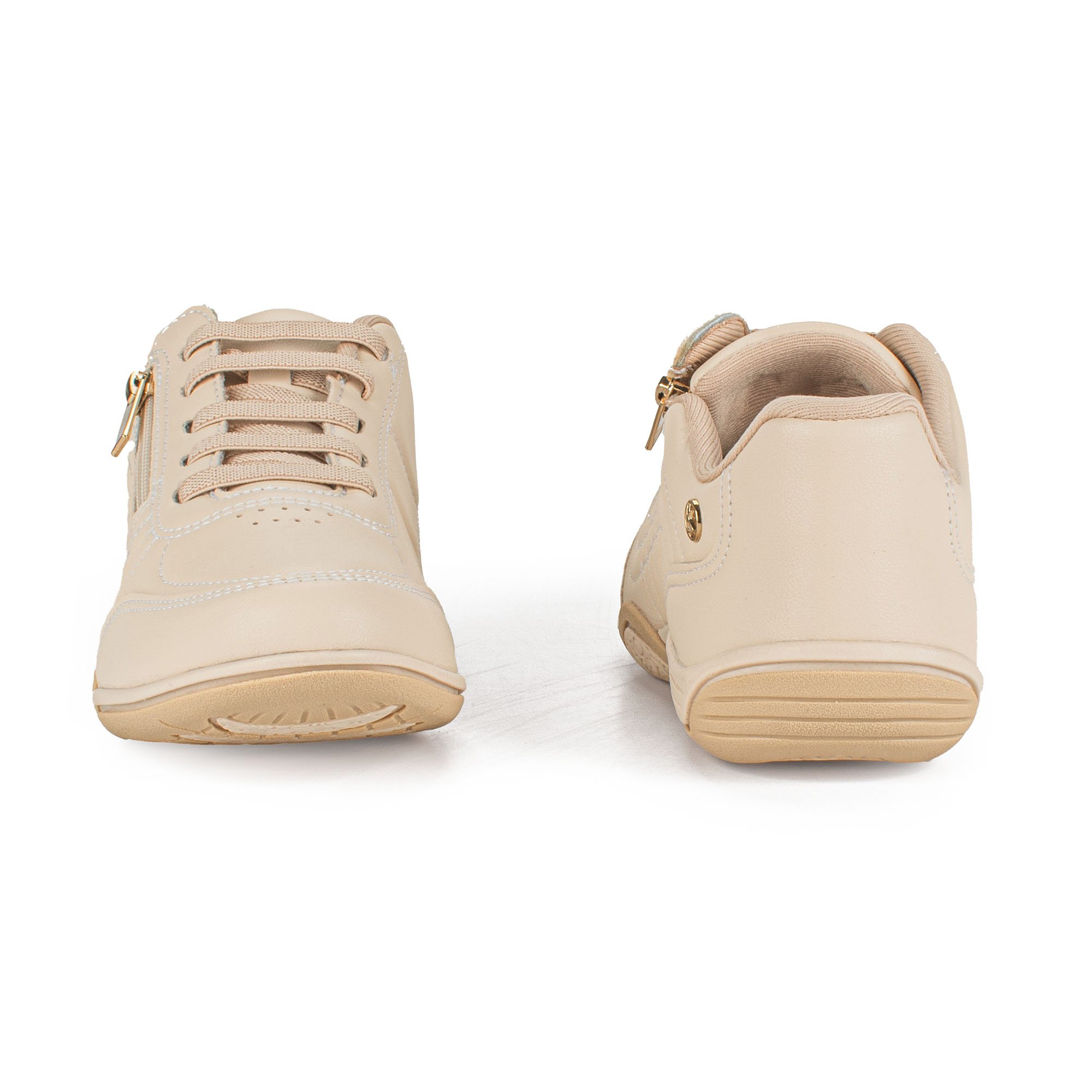 Tênis Casual Zíper Lateral Bege 6