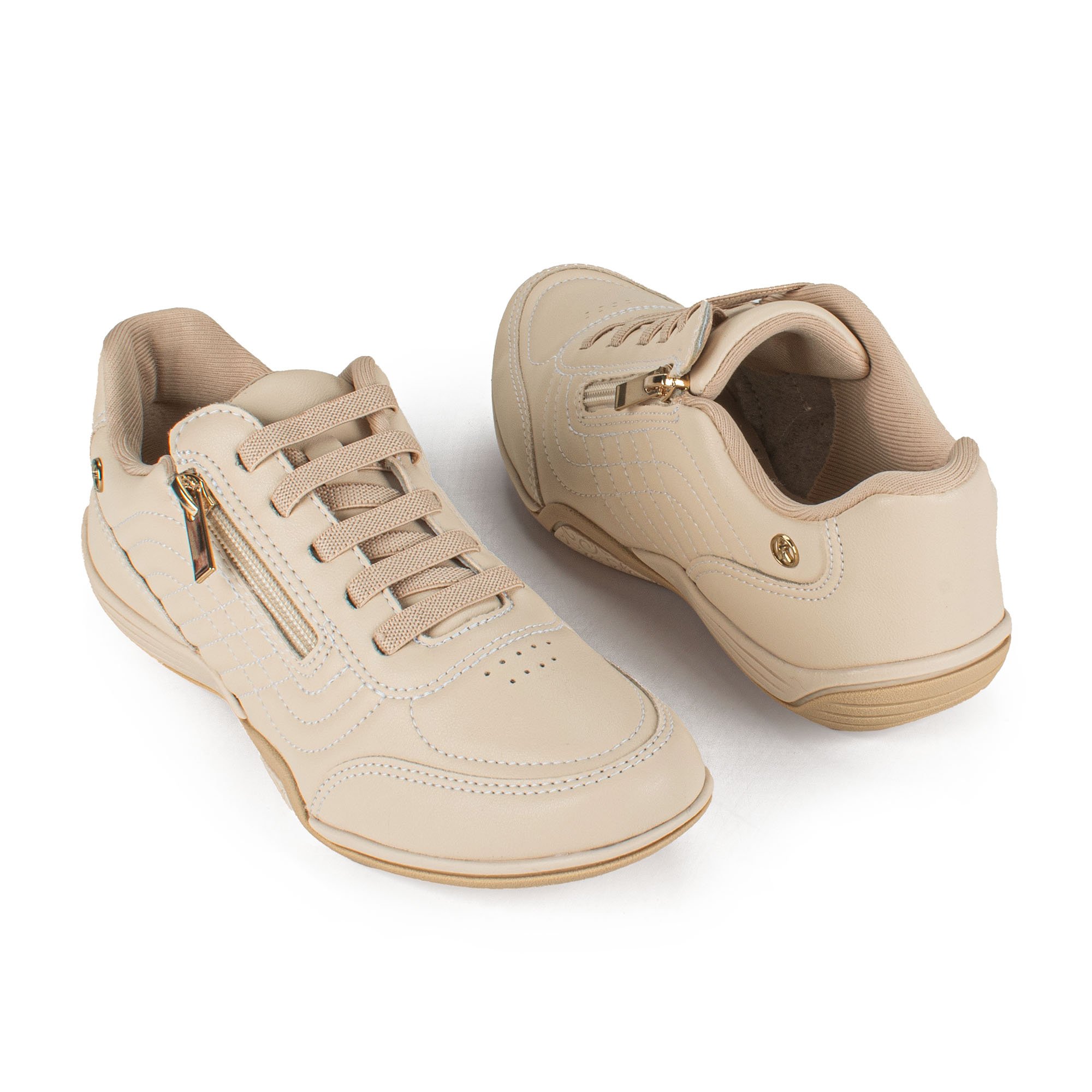 Tênis Casual Zíper Lateral Bege 8