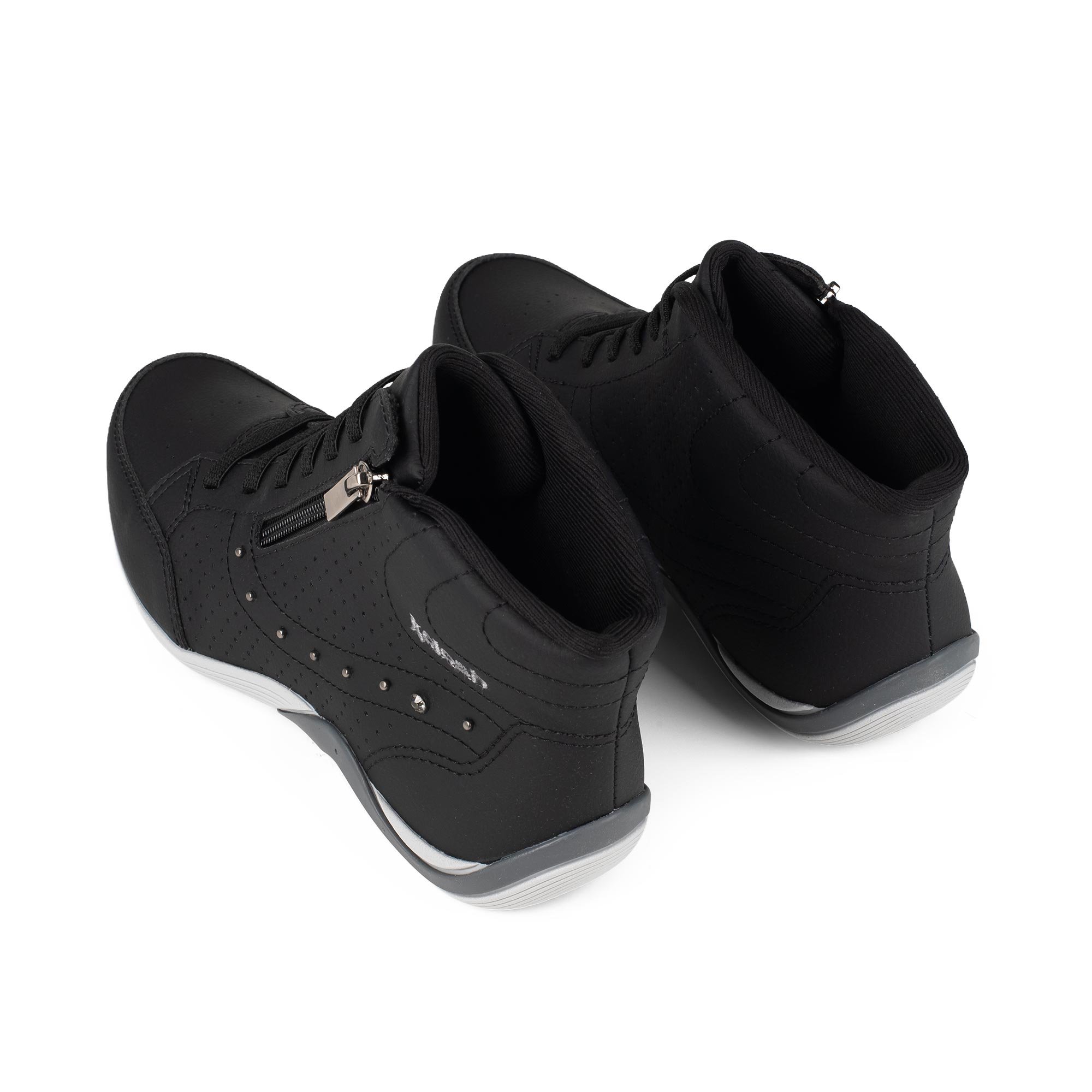 Tênis de Cano Alto com Zíper Lateral Preto 7