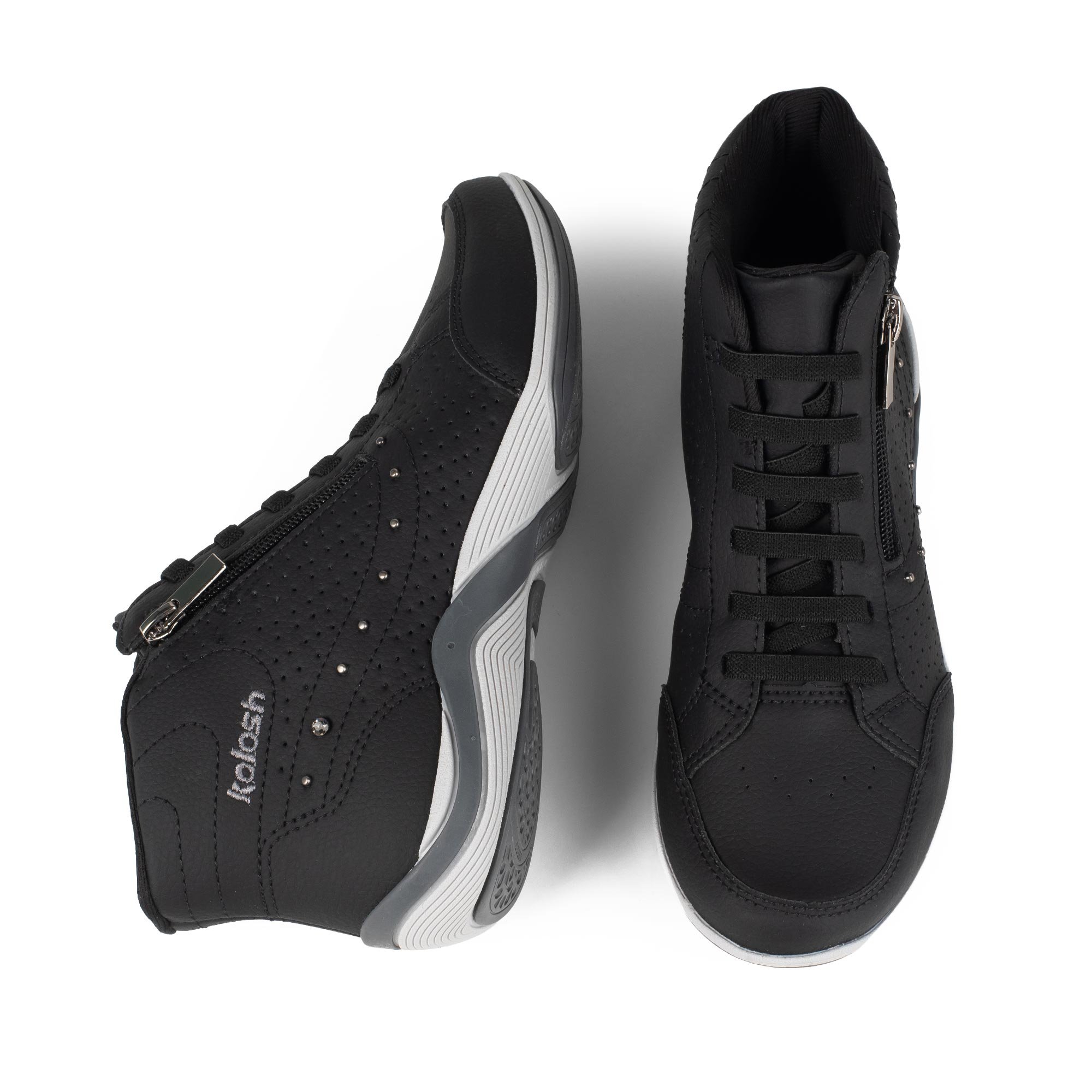 Tênis de Cano Alto com Zíper Lateral Preto 8