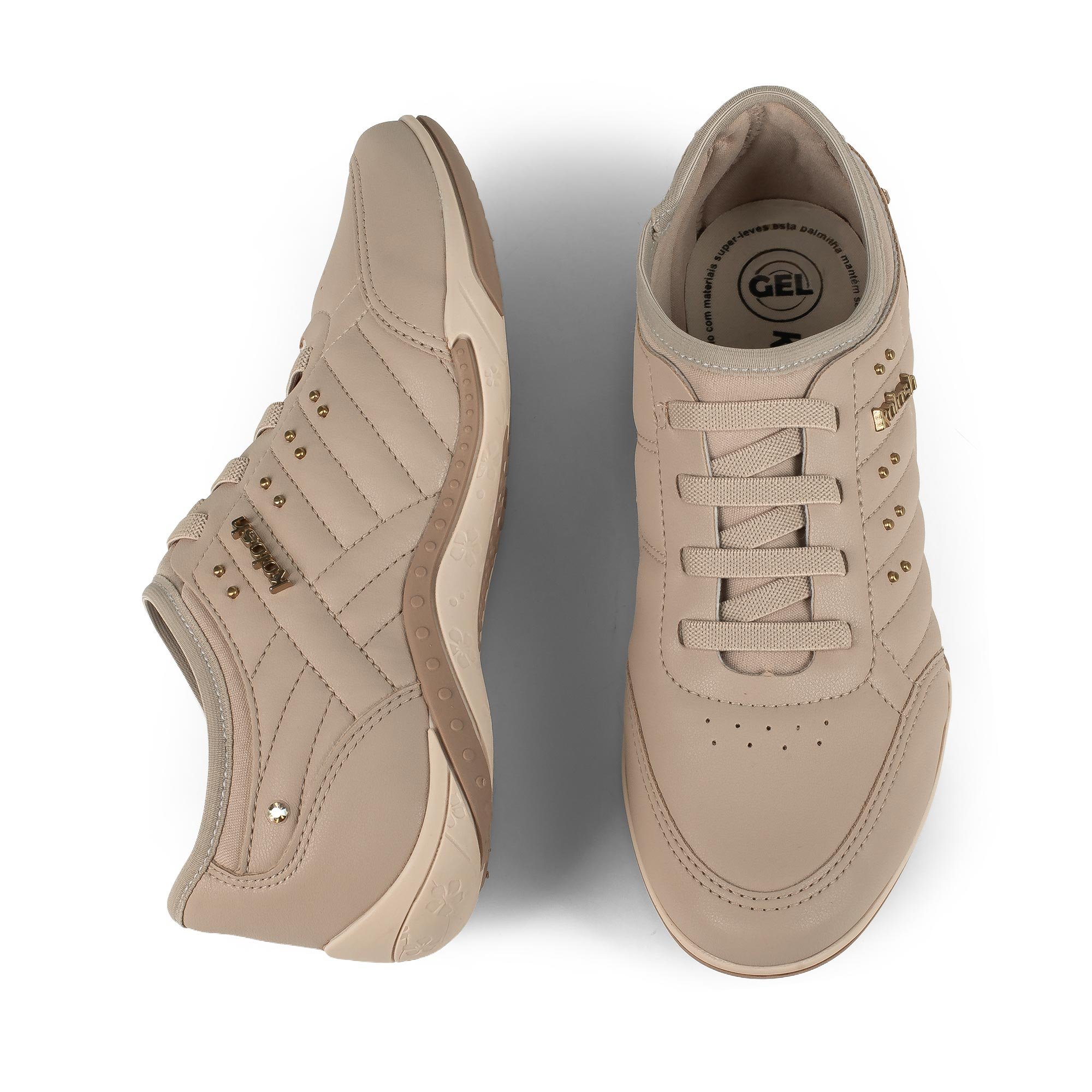Tênis Casual Detalhe Pespontado Bege 7