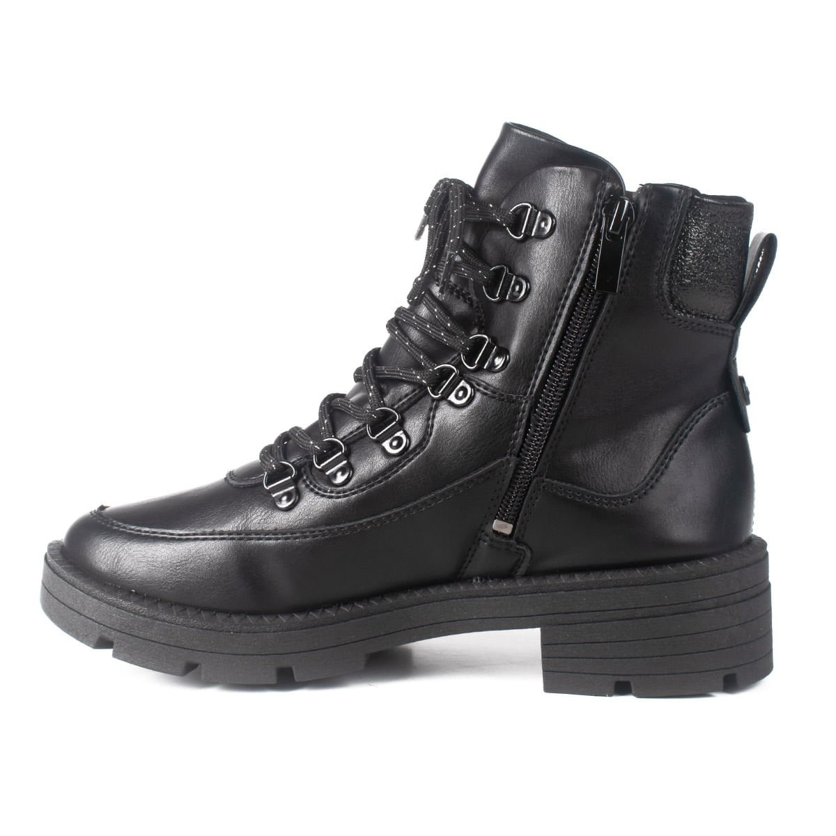 Bota Coturno Salto Baixo e Solado Tratorado Preto 5