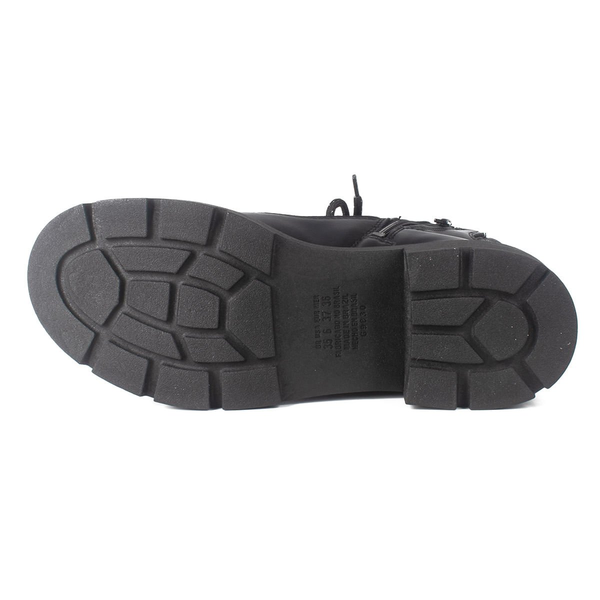 Bota Coturno Salto Baixo e Solado Tratorado Preto 6