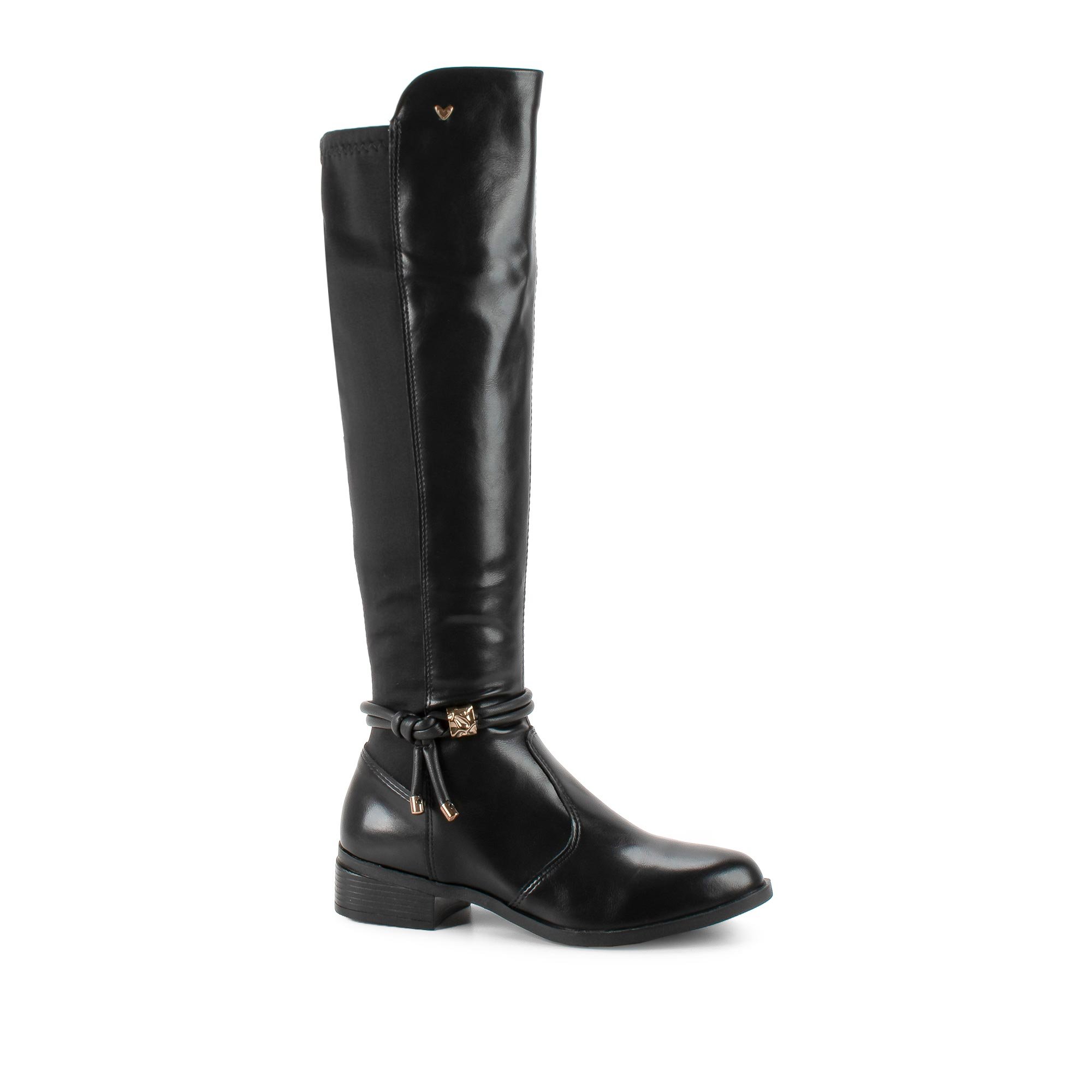 Bota Cano Longo Detalhe Corda Preto 3