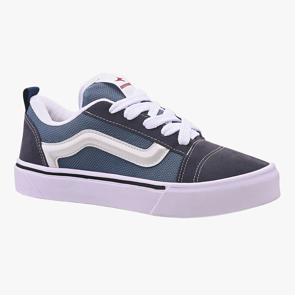 Tênis Casual com Recortes e Faixa Lateral