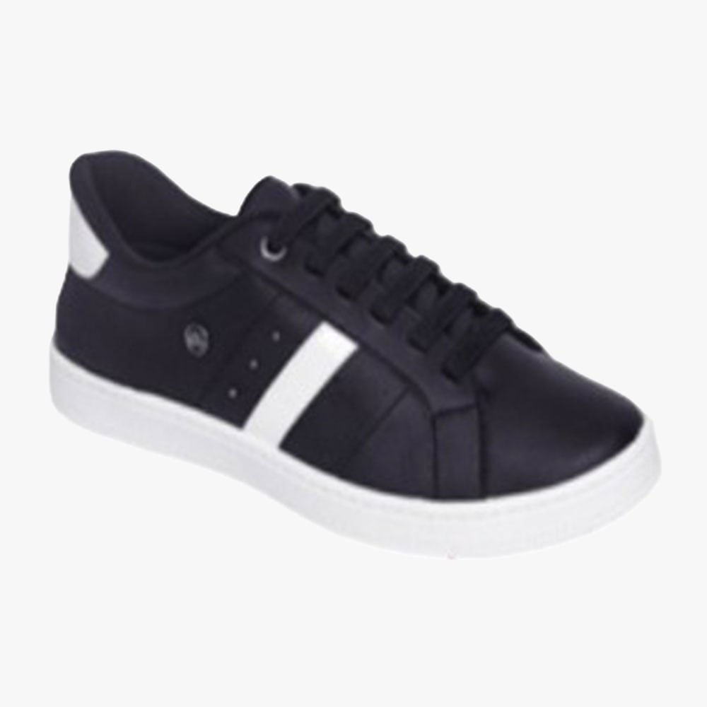 Tênis Casual com Faixa Lateral Couro Sintético