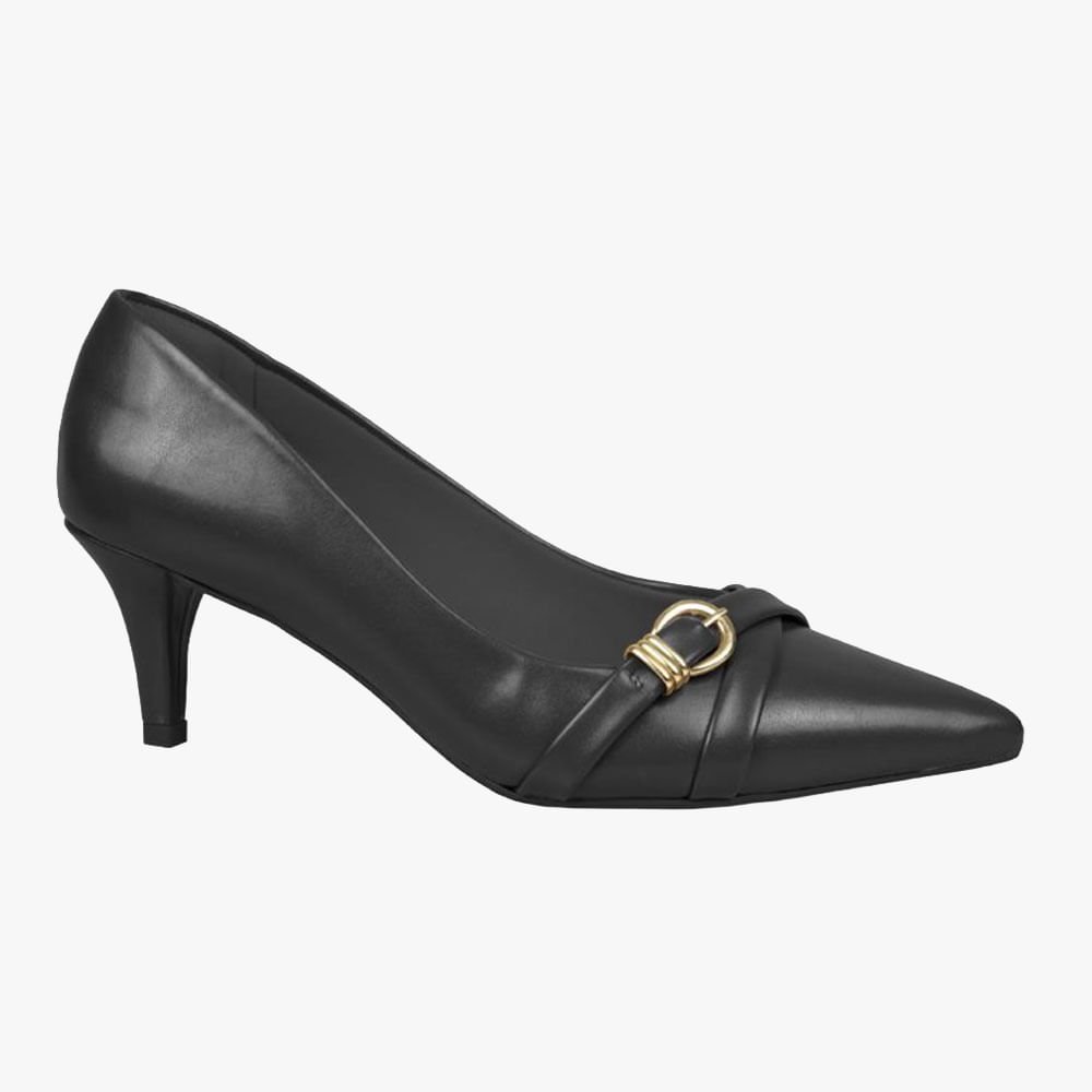 Scarpin Casual Salto Médio Aplicação de Fivela