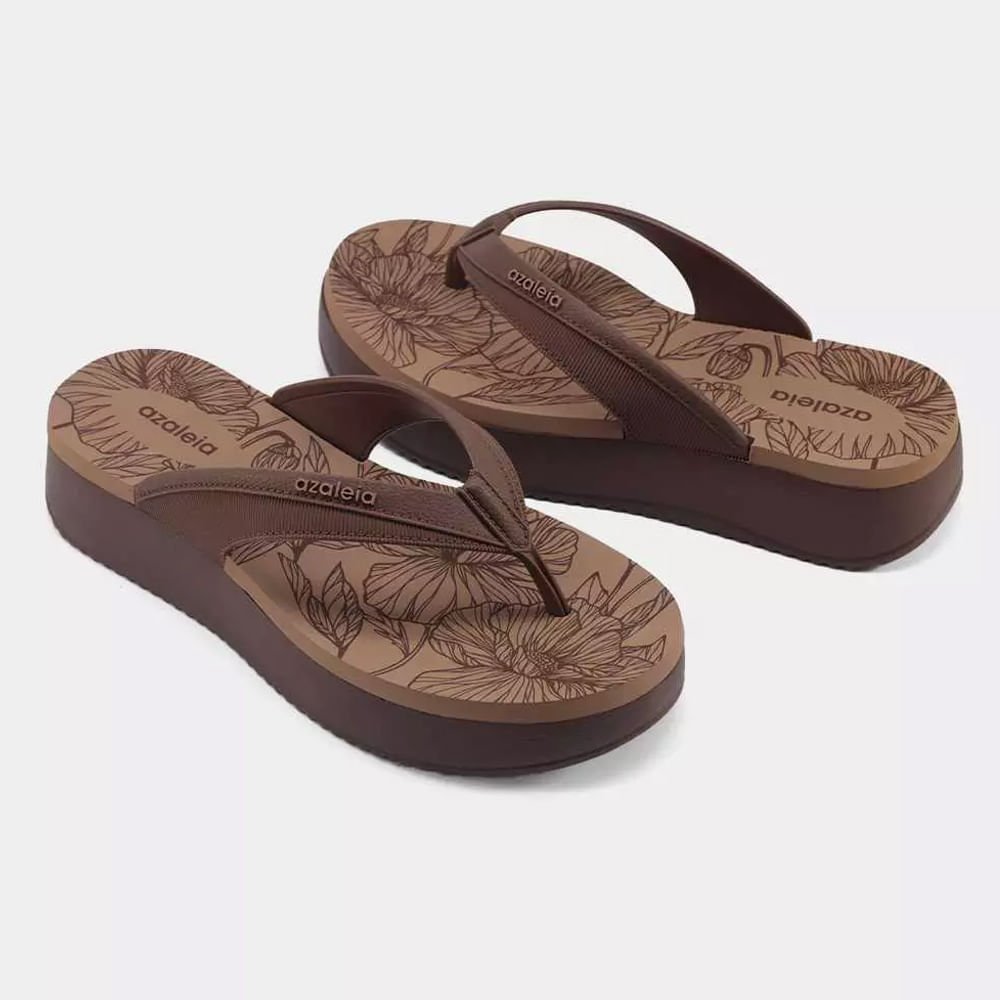 Chinelo Plataforma Maria Marrom 2