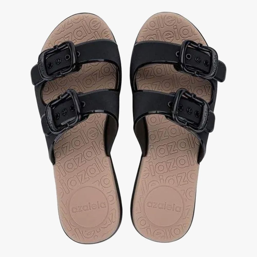 Rasteira Slide Flatform Tiras Duplas Preto 3