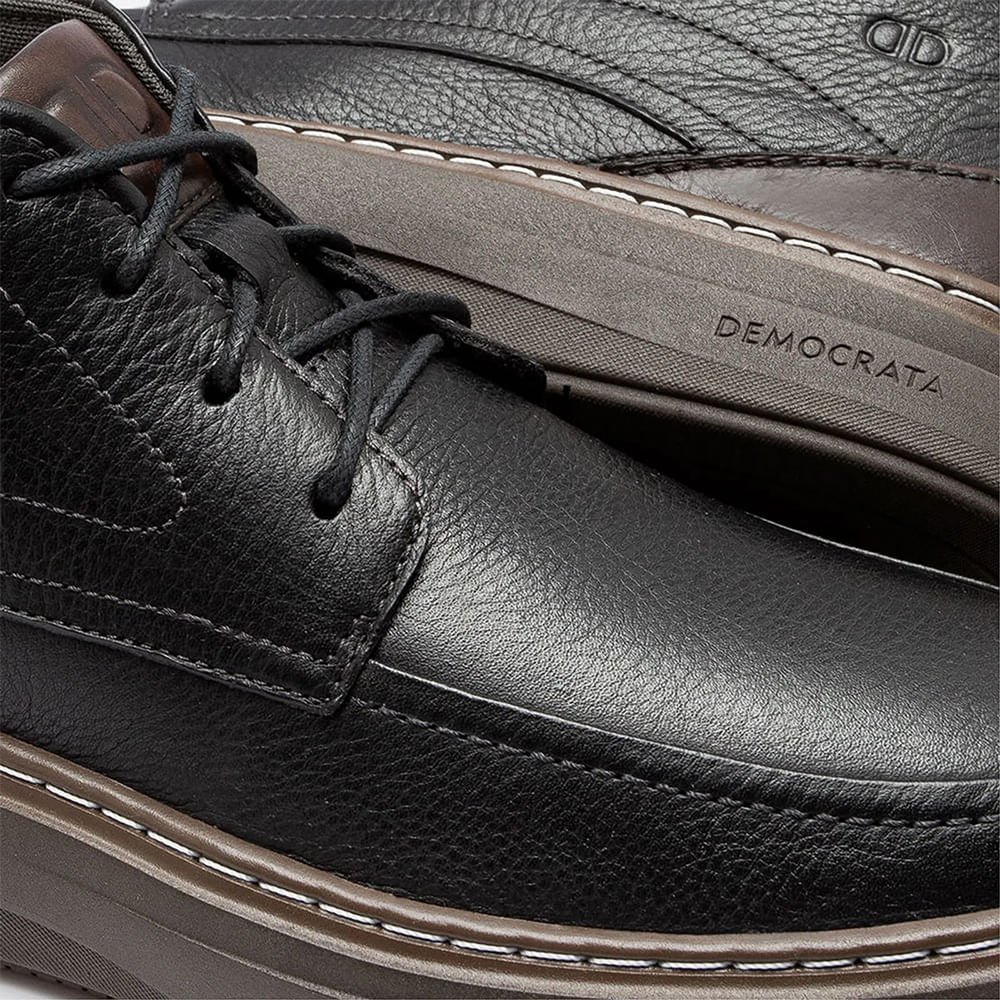 Bota Masculina Grid Couro Preto/Marrom 3