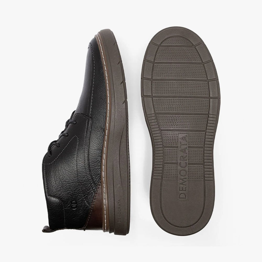 Bota Masculina Grid Couro Preto/Marrom 4