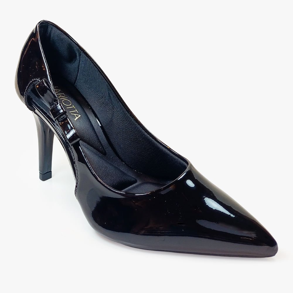 Scarpin Casual Salto Alto com Abertura na Lateral e Laço Preto 3