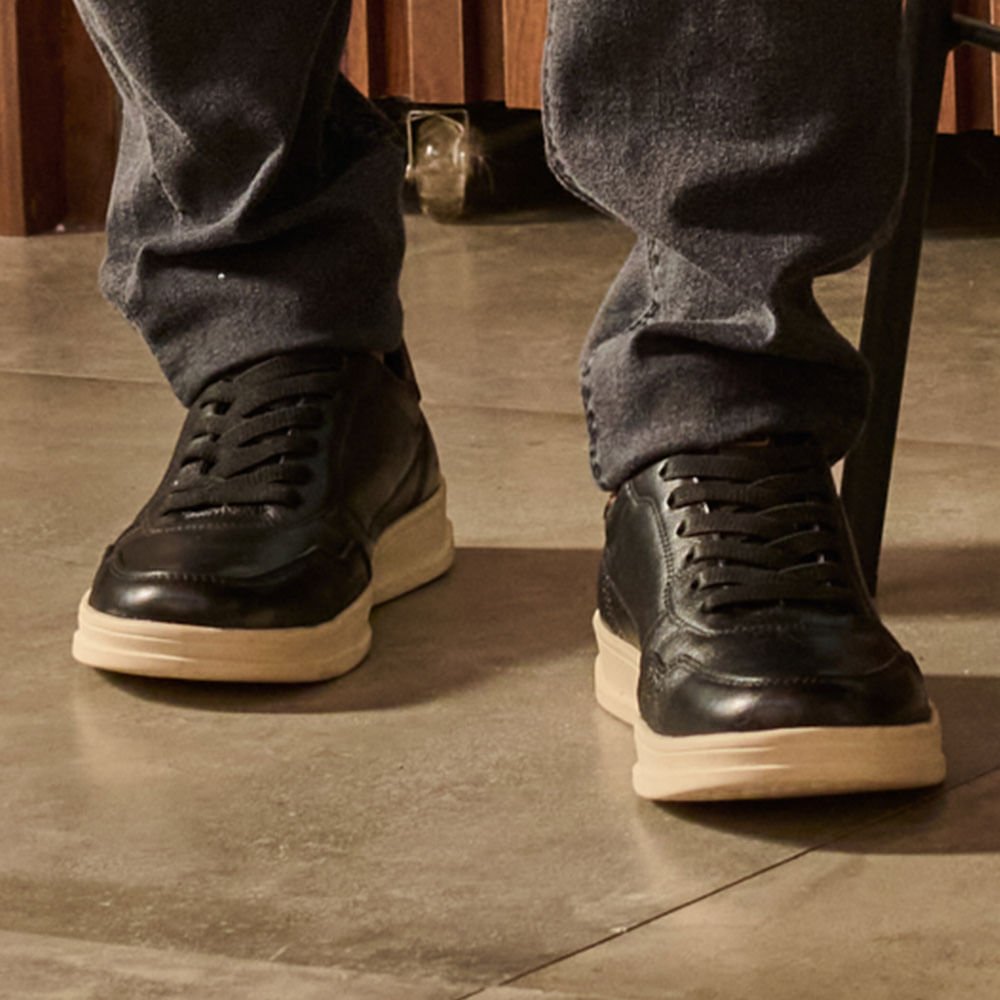 Sapatênis Pegada Masculino em Couro Preto 3