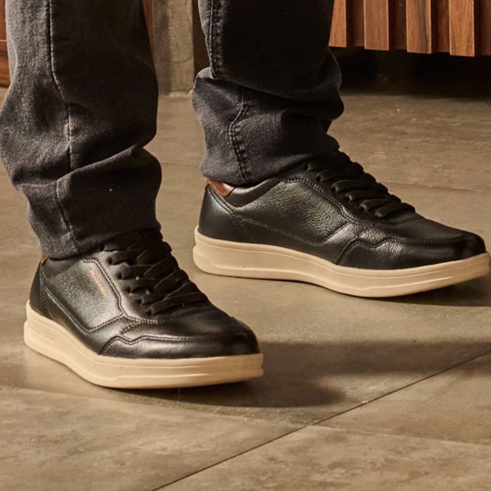 Sapatênis Pegada Masculino em Couro Preto 4