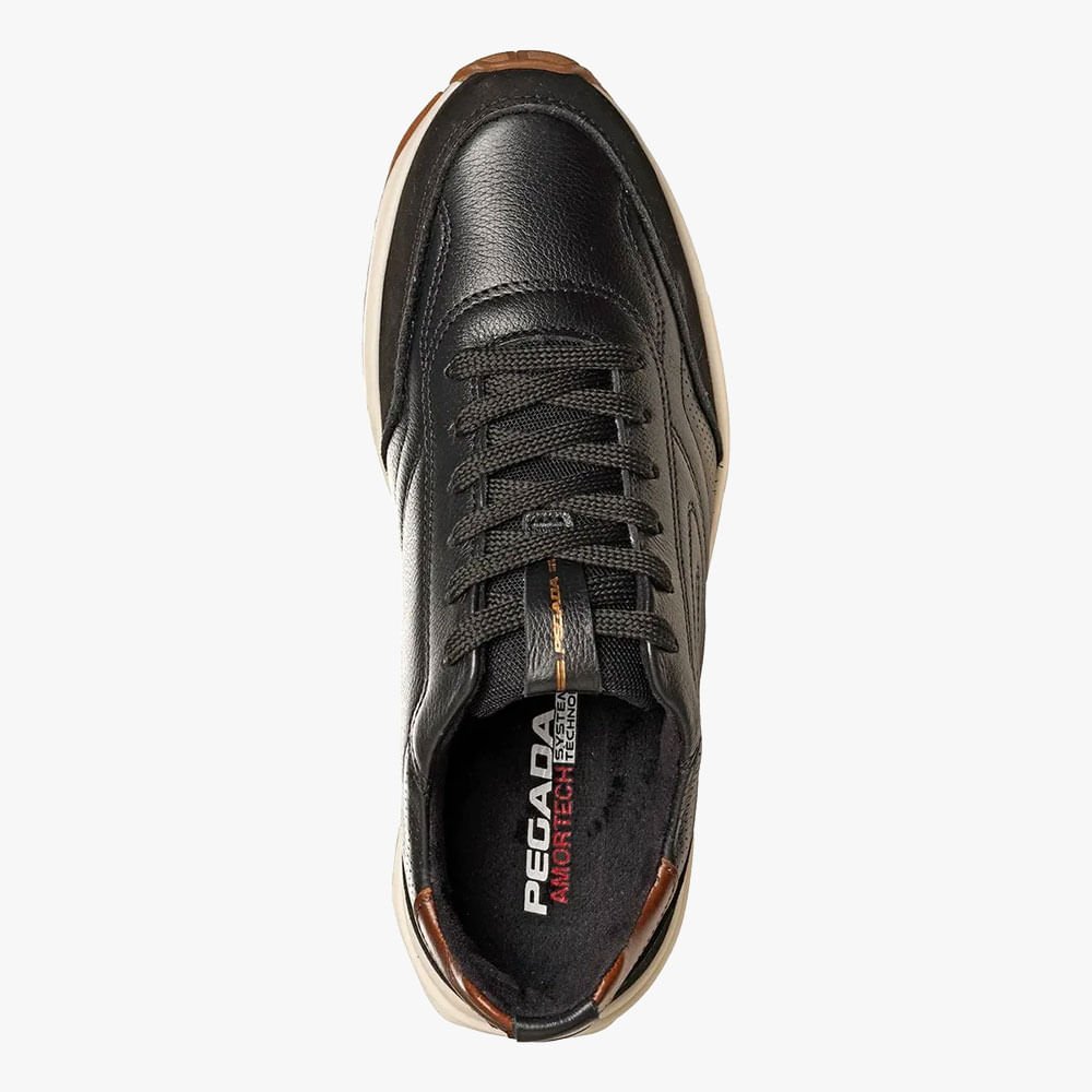 Sapatênis Pegada Masculino em Couro Preto 2