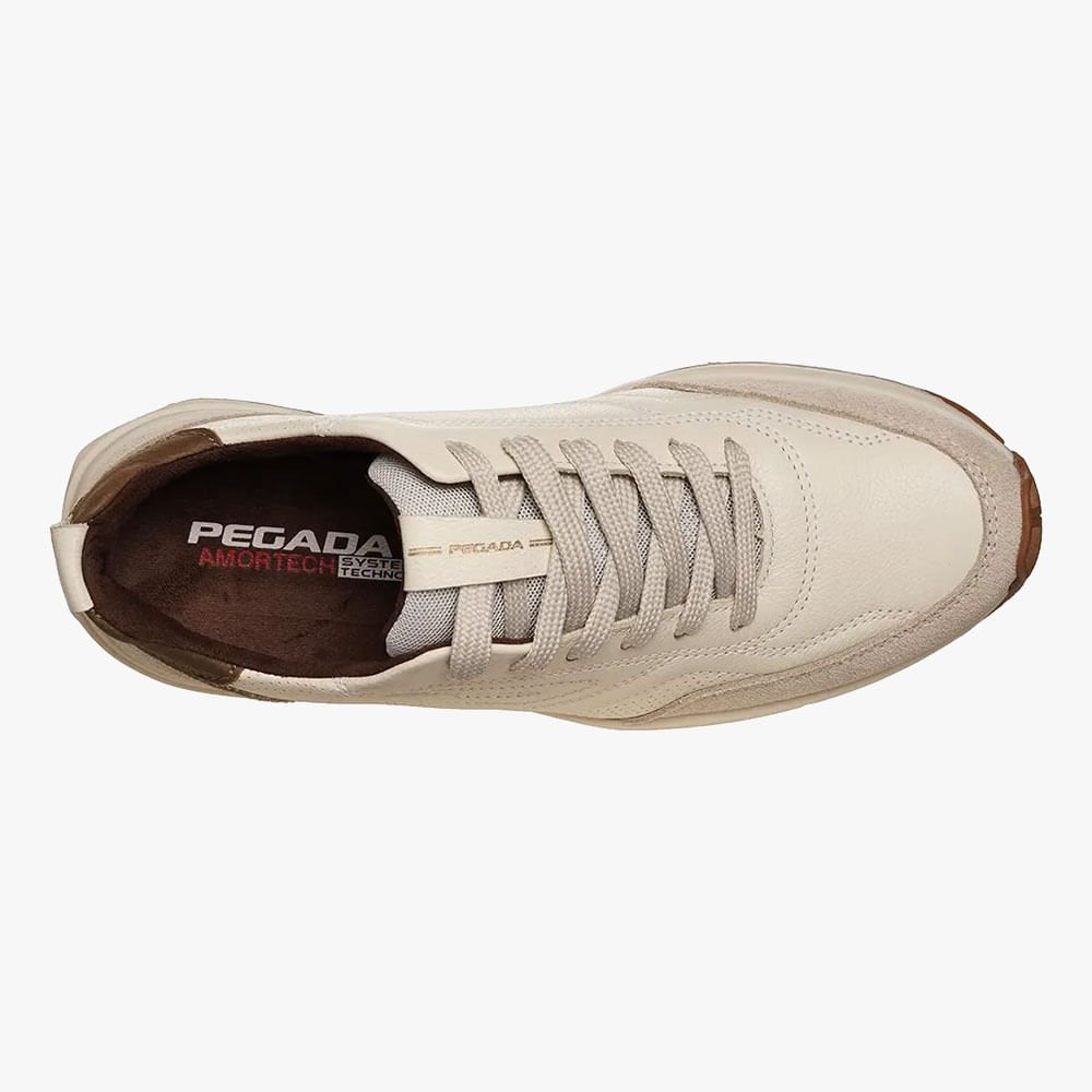 Sapatênis Pegada Masculino em Couro Branco 4