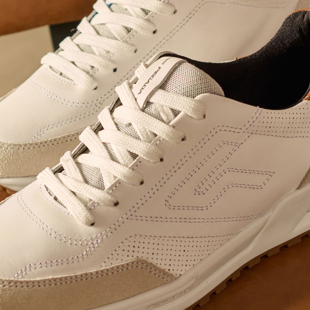 Sapatênis Pegada Masculino em Couro Branco 6