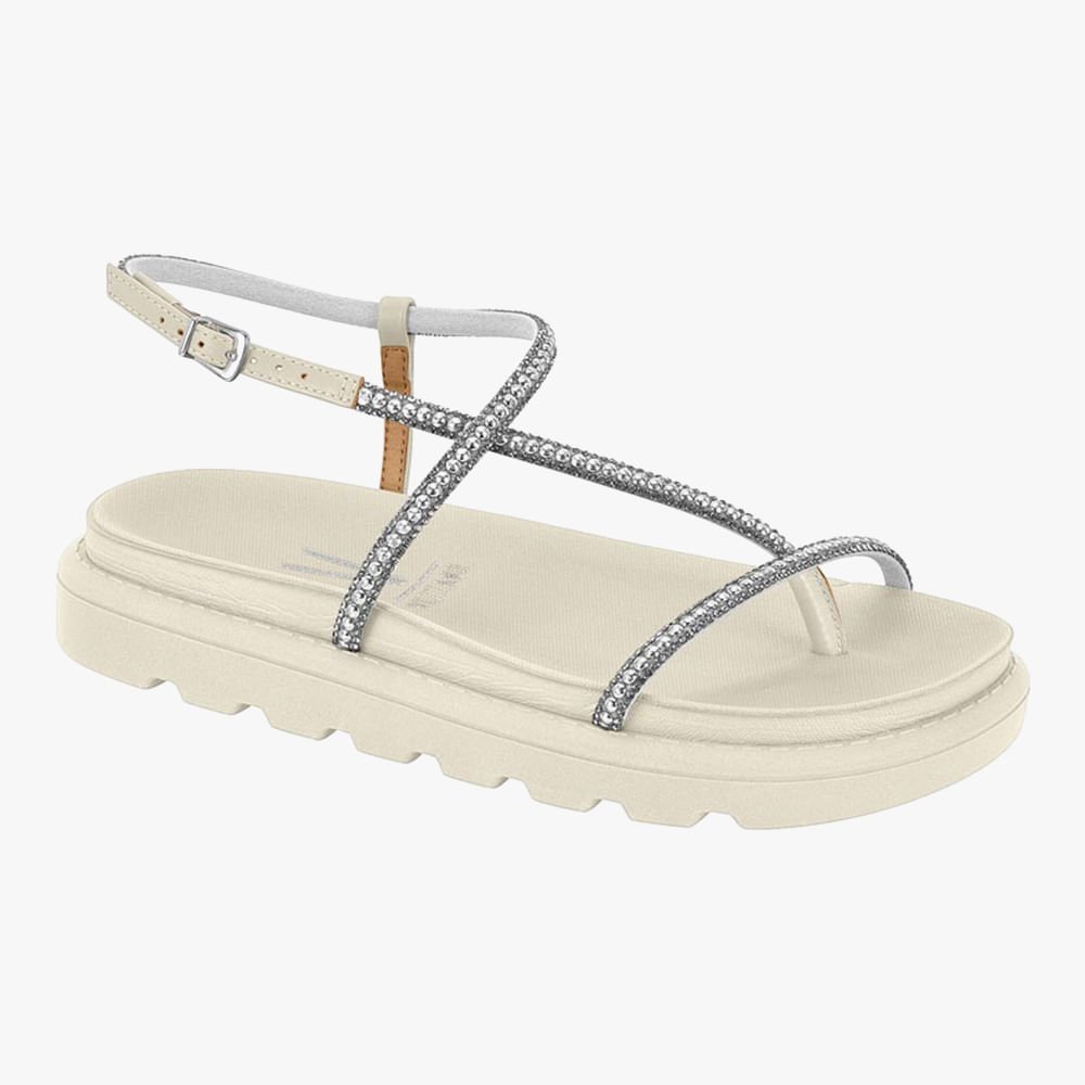 Rasteira Flatform Tiras com Brilho