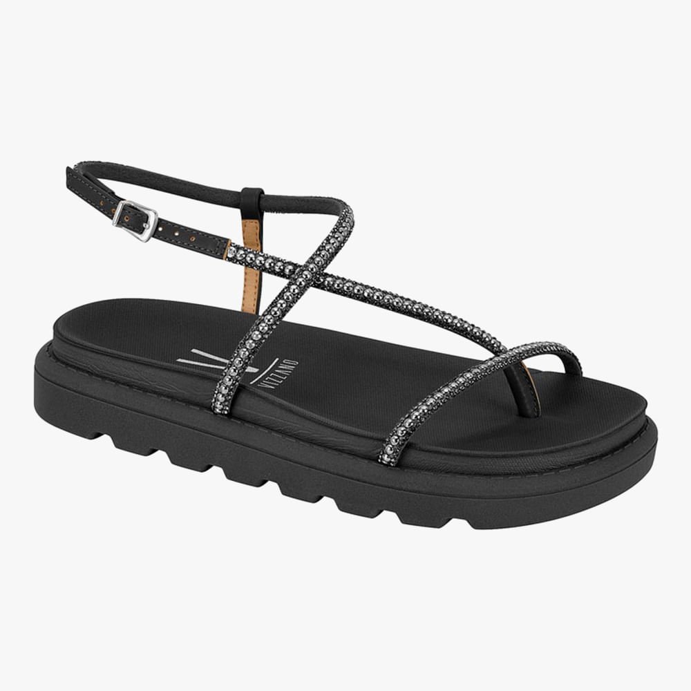 Rasteira Flatform Tiras com Brilho