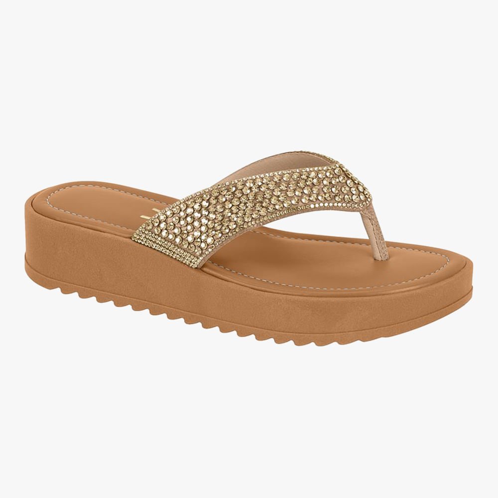 Chinelo Plataforma de Dedo Tira Grossa com Brilho