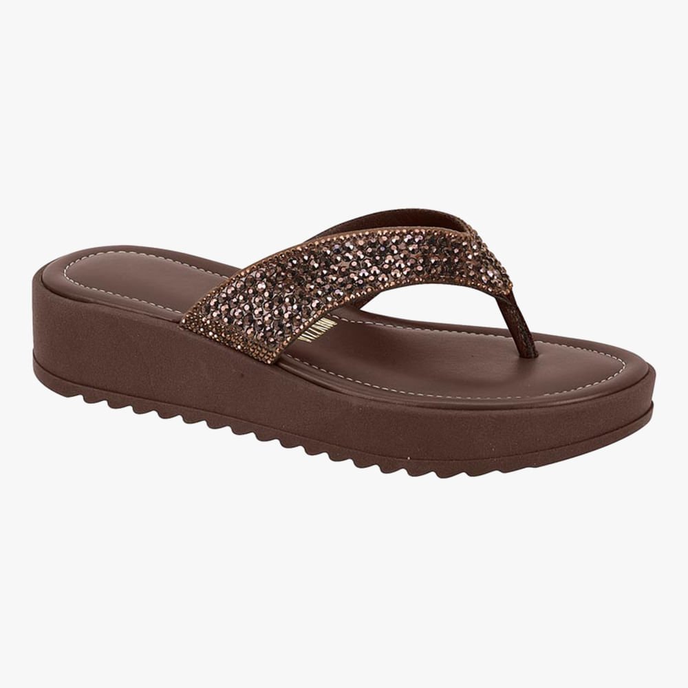 Chinelo Plataforma de Dedo Tira Grossa com Brilho