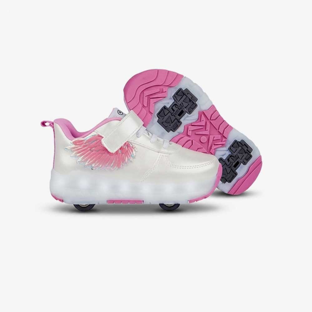 Tênis Infantil Led com Rodinha Menina Branco 2