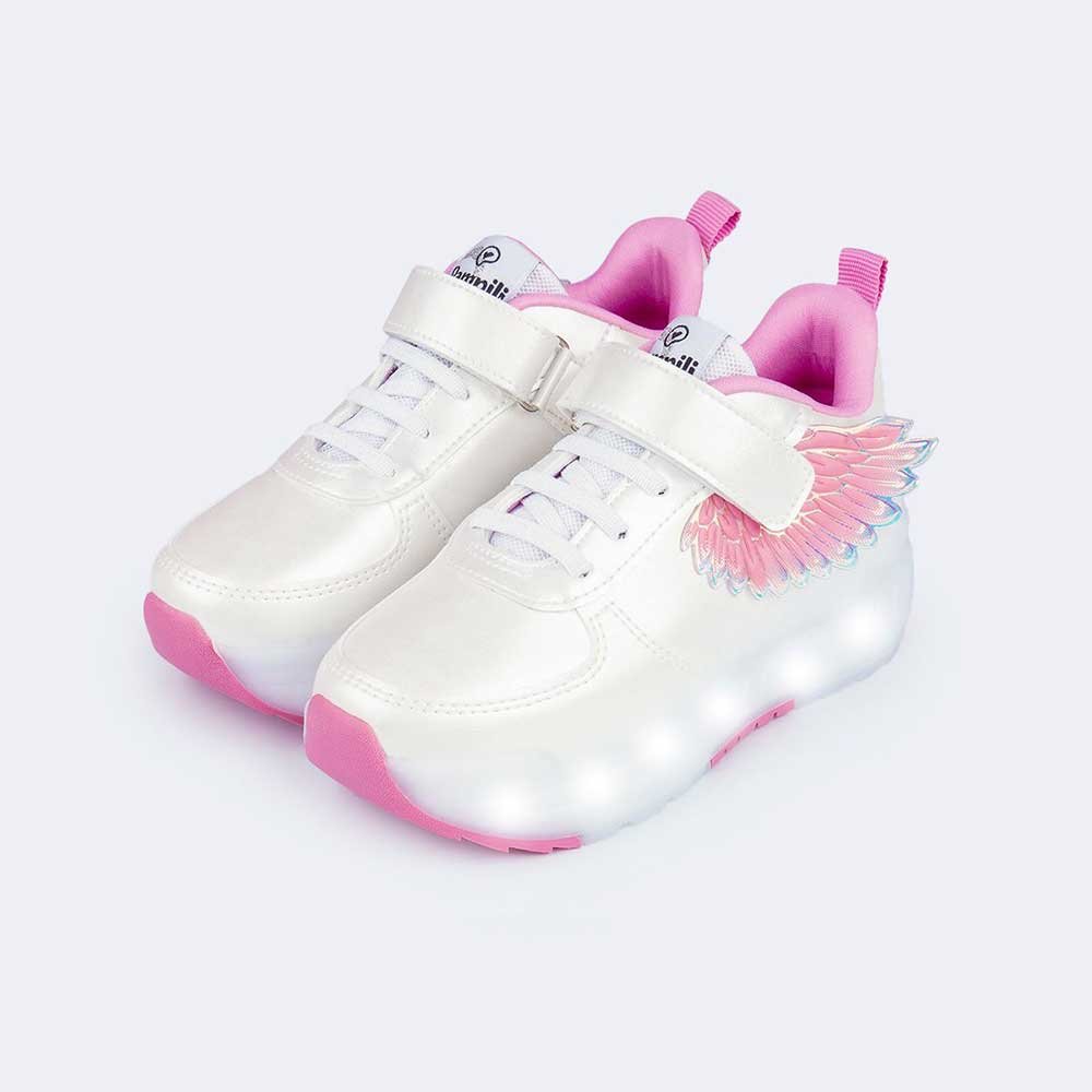 Tênis Infantil Led com Rodinha Menina Branco 3