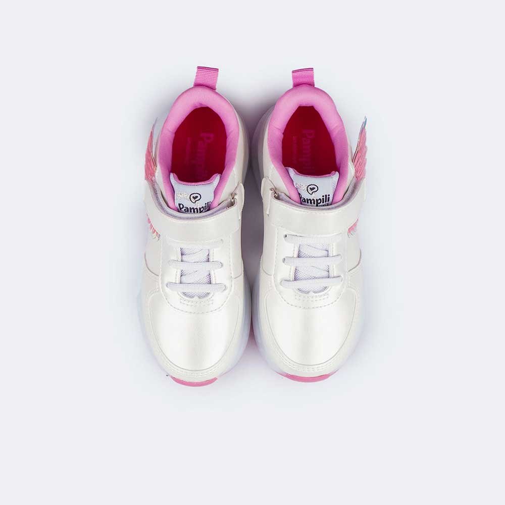 Tênis Infantil Led com Rodinha Menina Branco 4