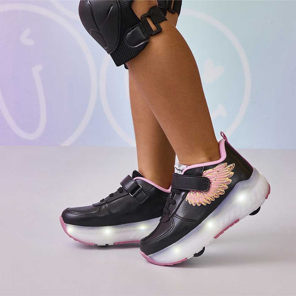 Tênis Infantil Led com Rodinha Menina Preto 2