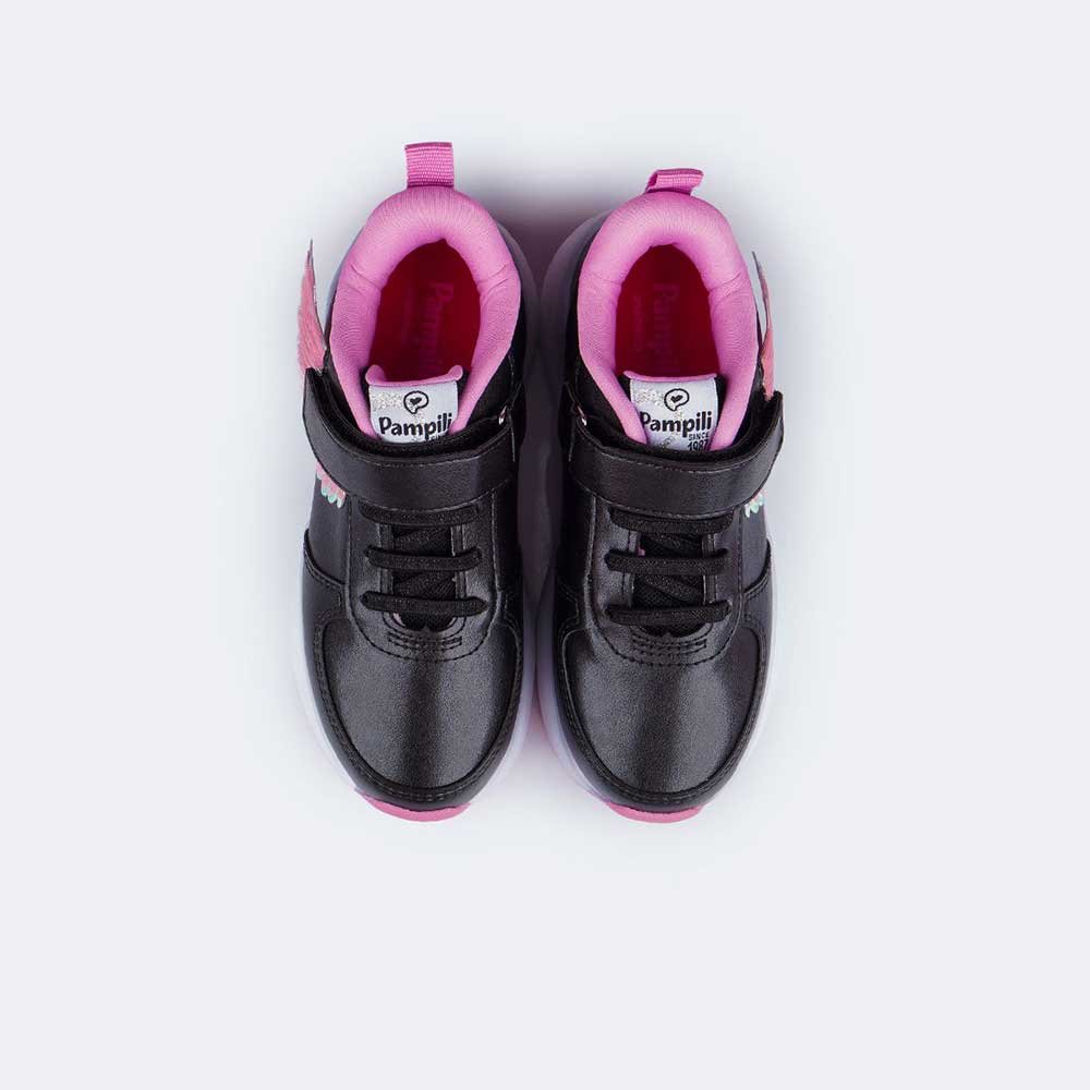 Tênis Infantil Led com Rodinha Menina Preto 4