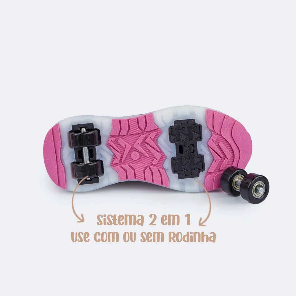 Tênis Infantil Led com Rodinha Menina Preto 5